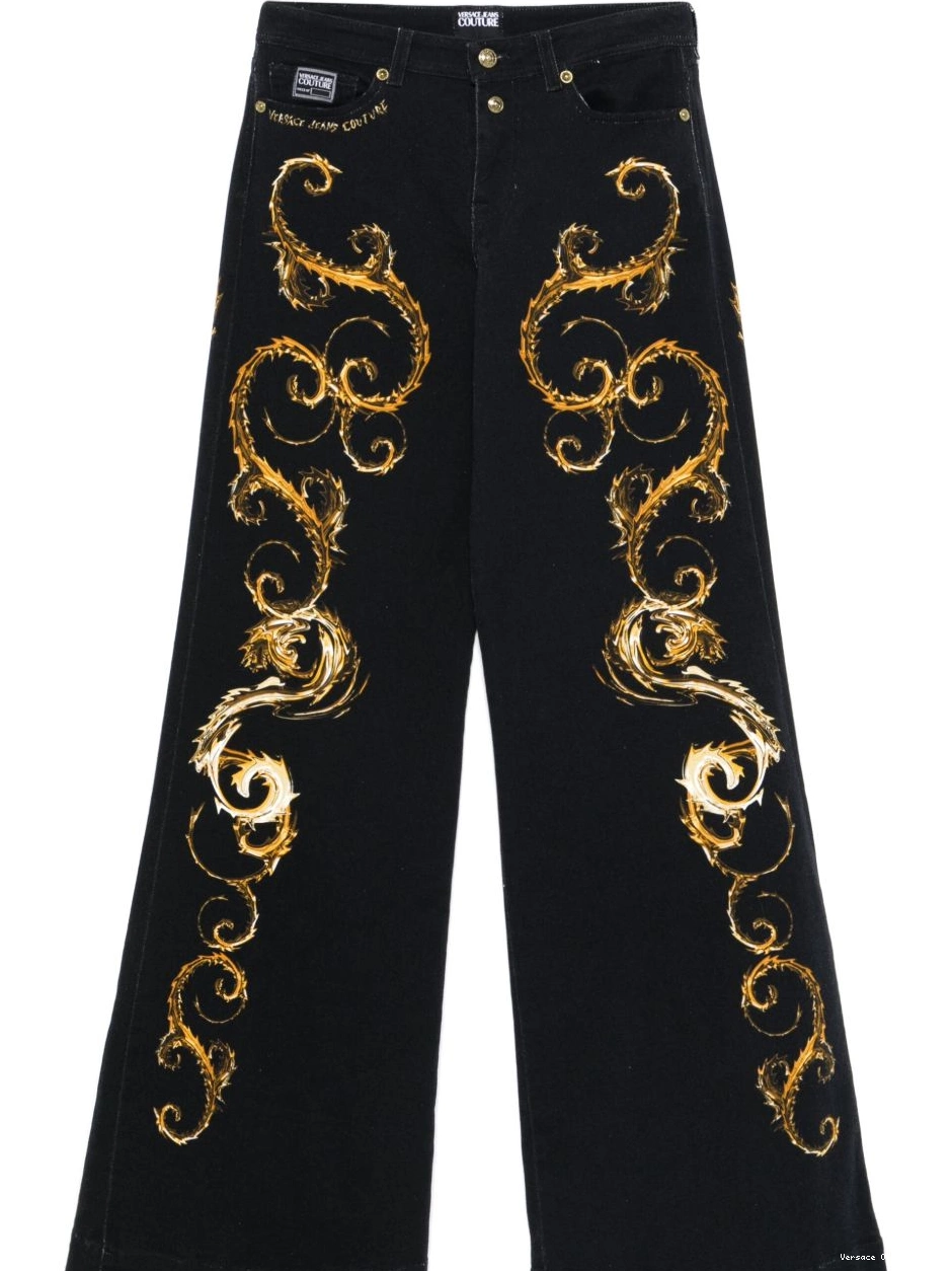 Cheap Women Couture Jeans Chromo Couture-print Versace jeans flared 0728
